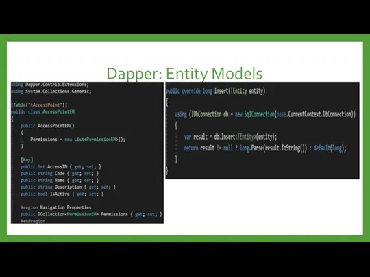 Dapper: Entity Models