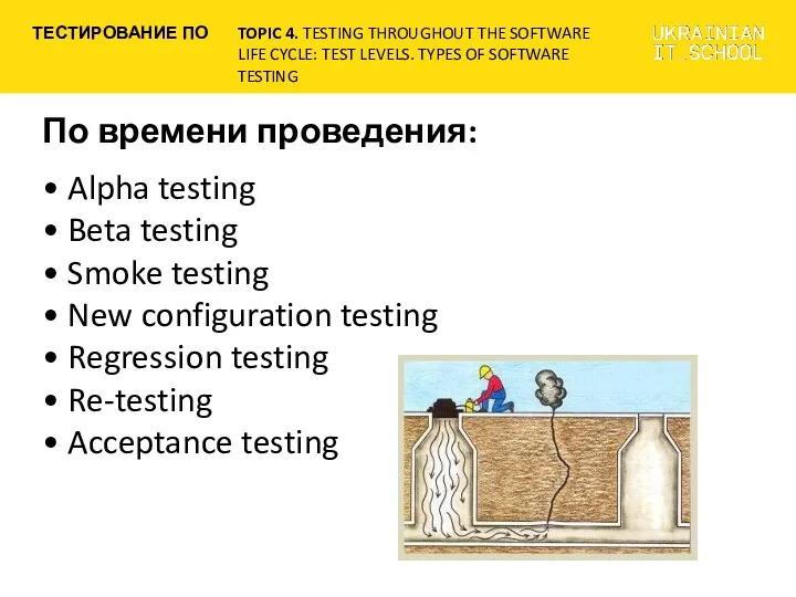 По времени проведения: • Alpha testing • Beta testing •