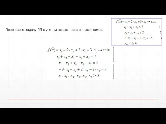 Перепишем задачу ЛП с учетом новых переменных и замен: