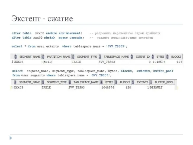 Экстент - сжатие