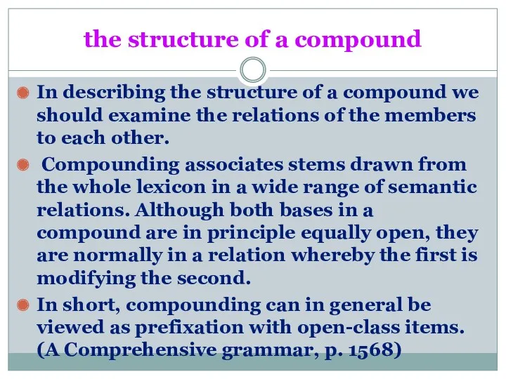 the structure of a compound In describing the structure of