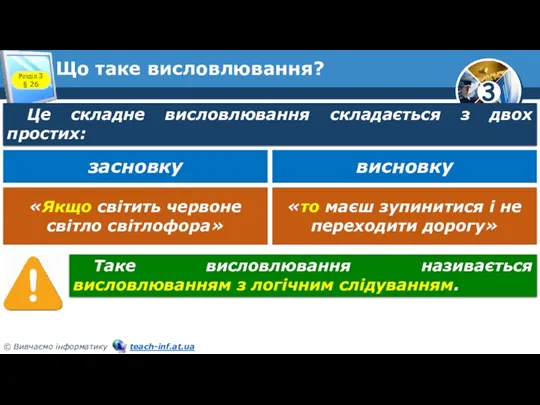 Що таке висловлювання? Розділ 3 § 26 Це складне висловлювання