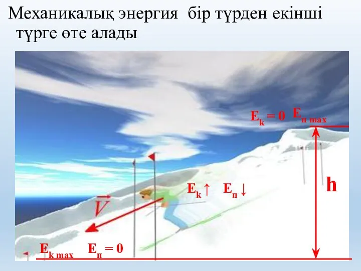 Механикалық энергия бір түрден екінші түрге өте алады h Eп