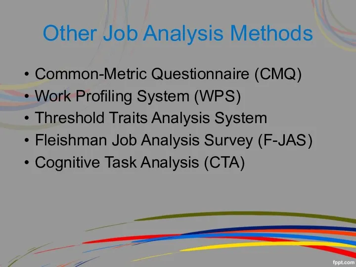 Common-Metric Questionnaire (CMQ) Work Profiling System (WPS) Threshold Traits Analysis