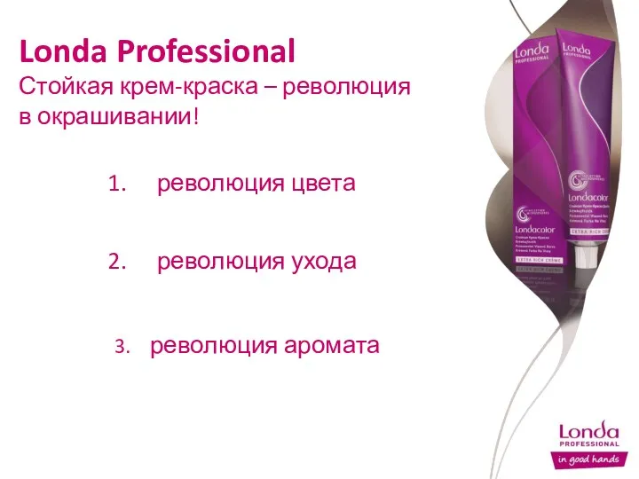 революция цвета революция ухода 3. революция аромата Londa Professional Стойкая крем-краска – революция в окрашивании!