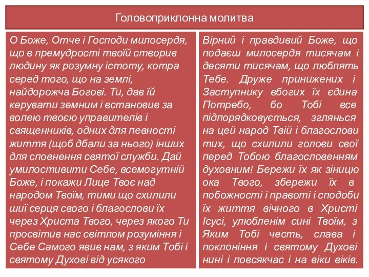 Головоприклонна молитва О Боже, Отче і Господи милосердя, що в