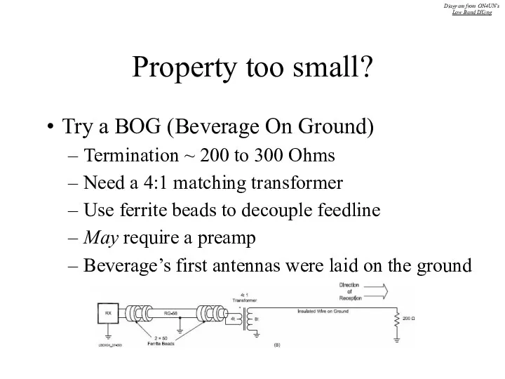 Property too small? Try a BOG (Beverage On Ground) Termination ~ 200 to