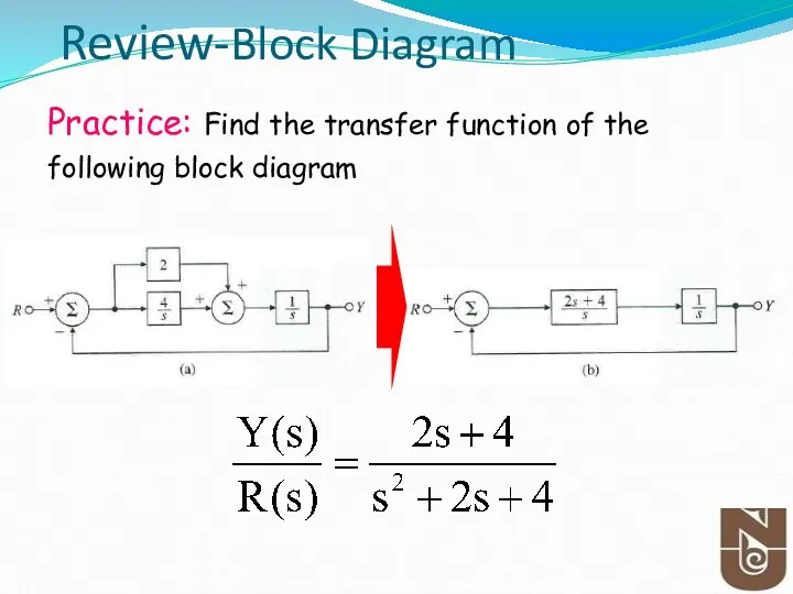 Review-Block Diagram Practice: Find the transfer function of the following block diagram