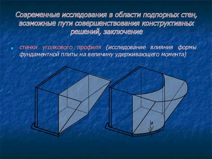 стенки уголкового профиля (исследование влияния формы фундаментной плиты на величину удерживающего момента) Современные