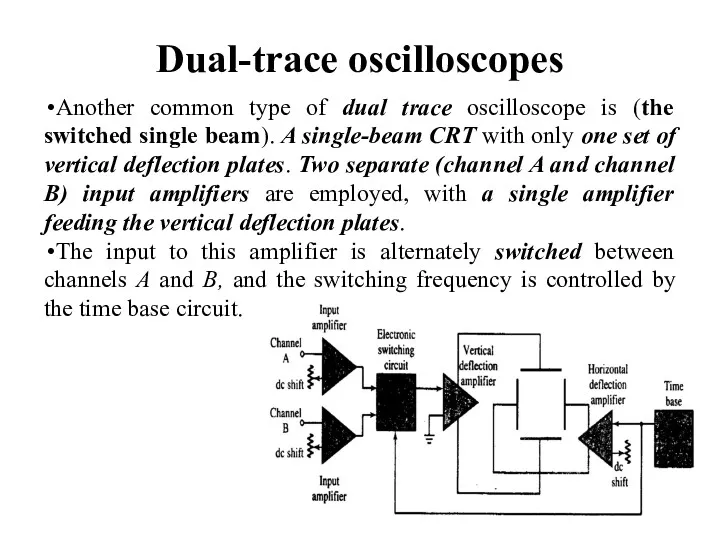 Dual-trace oscilloscopes Another common type of dual trace oscilloscope is
