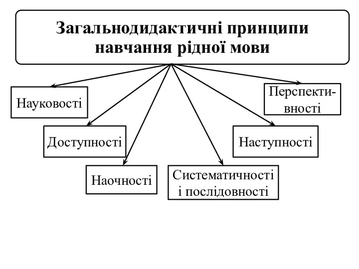 Науковості Доступності Наочності Систематичності і послідовності Наступності Перспекти-вності