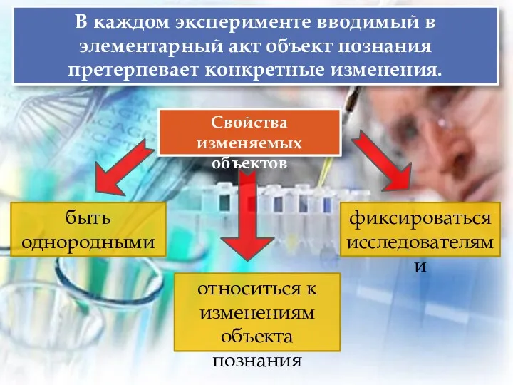 Свойства изменяемых объектов В каждом эксперименте вводимый в элементарный акт