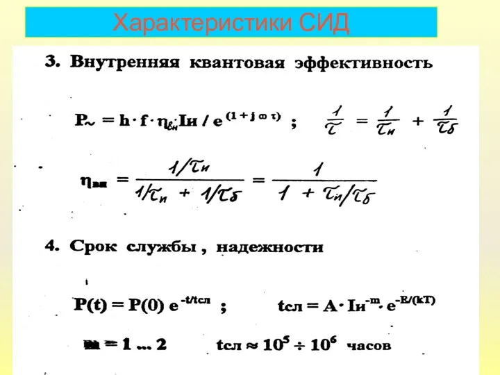 Характеристики СИД