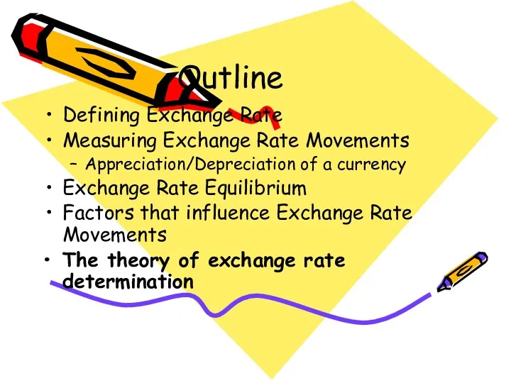 Outline Defining Exchange Rate Measuring Exchange Rate Movements Appreciation/Depreciation of a currency Exchange