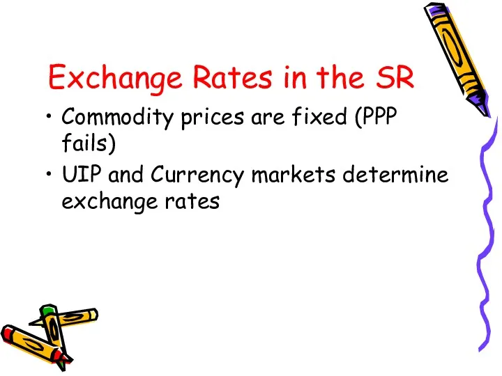Exchange Rates in the SR Commodity prices are fixed (PPP
