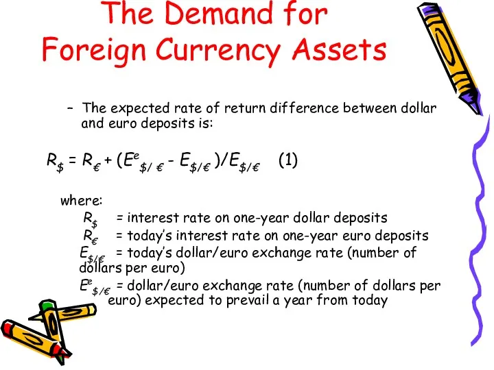 The expected rate of return difference between dollar and euro deposits is: R$