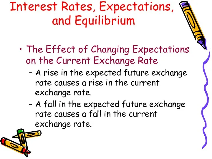 The Effect of Changing Expectations on the Current Exchange Rate A rise in
