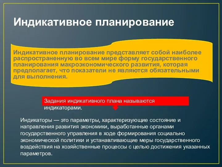 Индикативное планирование Индикативное планирование представляет собой наиболее распространенную во всем