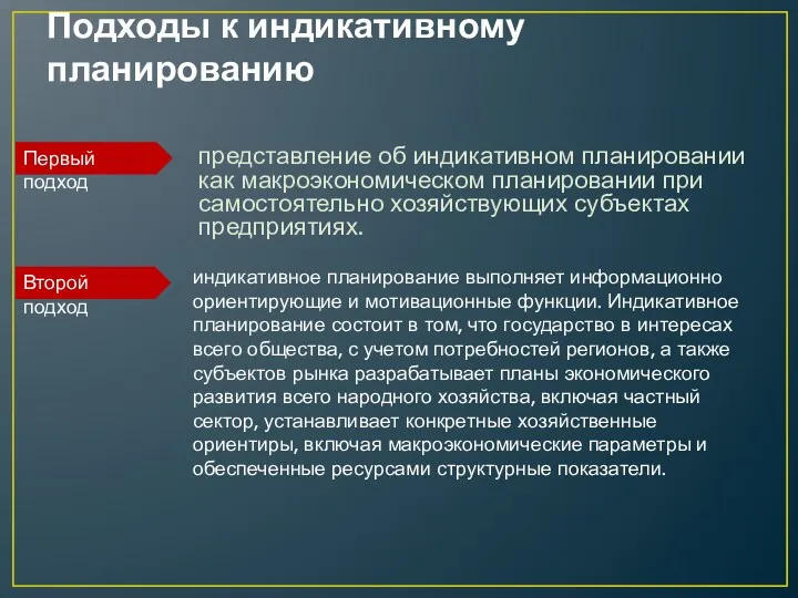 Подходы к индикативному планированию представление об индикативном планировании как макроэкономическом