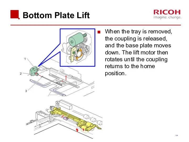 Bottom Plate Lift When the tray is removed, the coupling