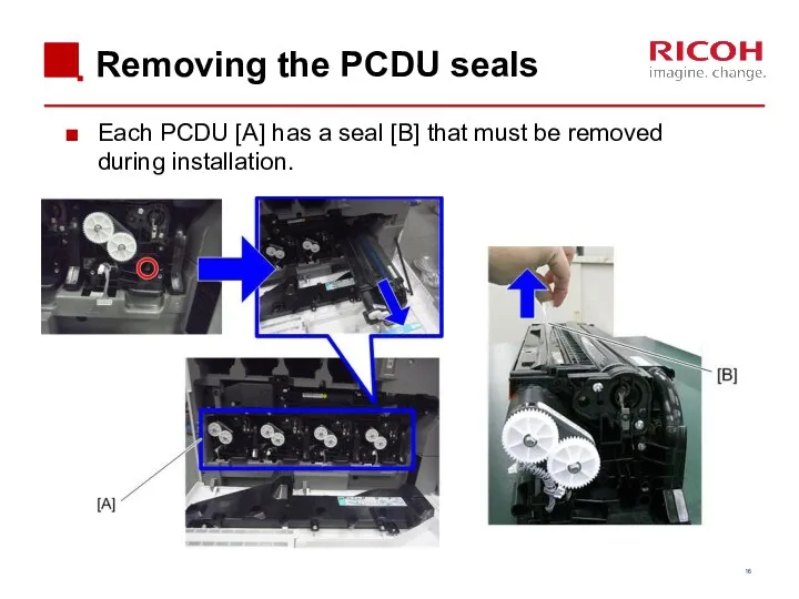 Removing the PCDU seals Each PCDU [A] has a seal