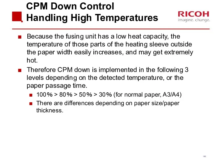 CPM Down Control Handling High Temperatures Because the fusing unit