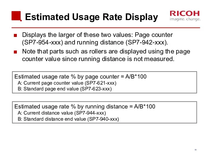 Estimated Usage Rate Display Displays the larger of these two