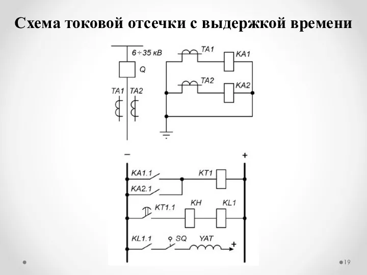 Схема токовой отсечки с выдержкой времени