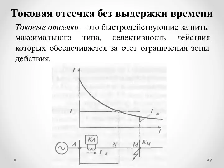 Токовая отсечка без выдержки времени Токовые отсечки – это быстродействующие