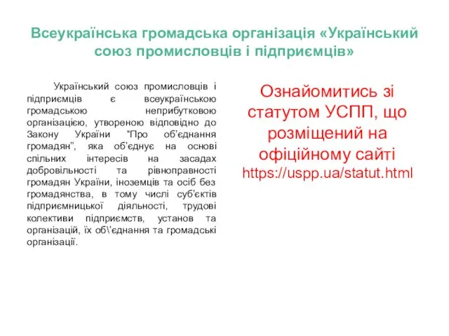 Всеукраїнська громадська організація «Український союз промисловців і підприємців» Український союз