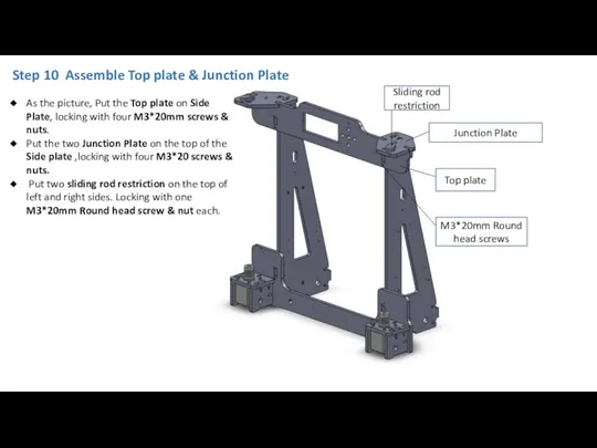 Step 10 Assemble Top plate & Junction Plate Sliding rod