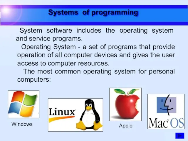 Systems of programming System software includes the operating system and