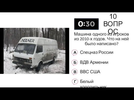 10 ВОПРОС Машина одного из игроков из 2010-х годов. Что