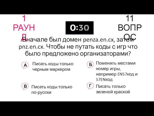 1 РАУНД 11 ВОПРОС Вначале был домен penza.en.cx, затем pnz.en.cx.