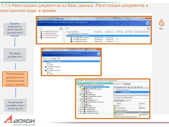 Проверка документов Регистрация документов в электронном виде в архиве Оповещение