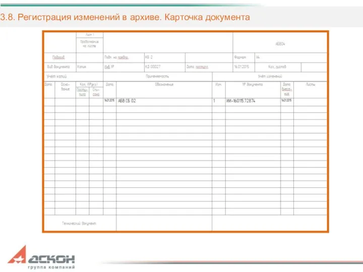 3.8. Регистрация изменений в архиве. Карточка документа