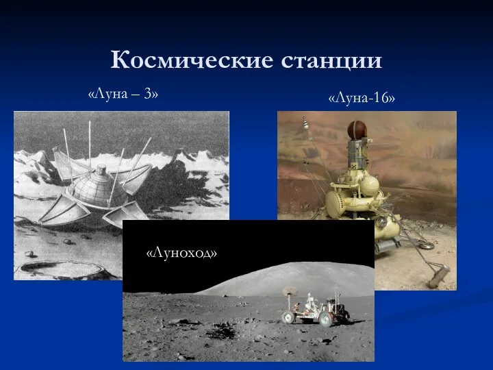 Космические станции «Луна – 3» «Луна-16» «Луноход»