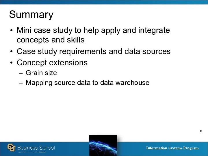 Summary Mini case study to help apply and integrate concepts