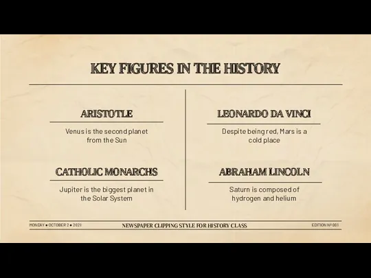 KEY FIGURES IN THE HISTORY ARISTOTLE Venus is the second