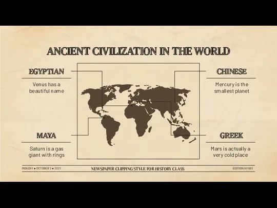 ANCIENT CIVILIZATION IN THE WORLD MONDAY ● OCTOBER 2 ●