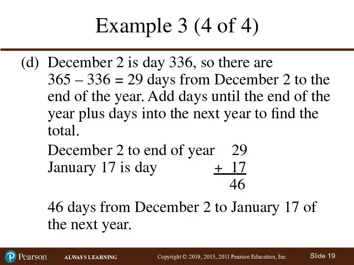 Example 3 (4 of 4) (d) December 2 is day