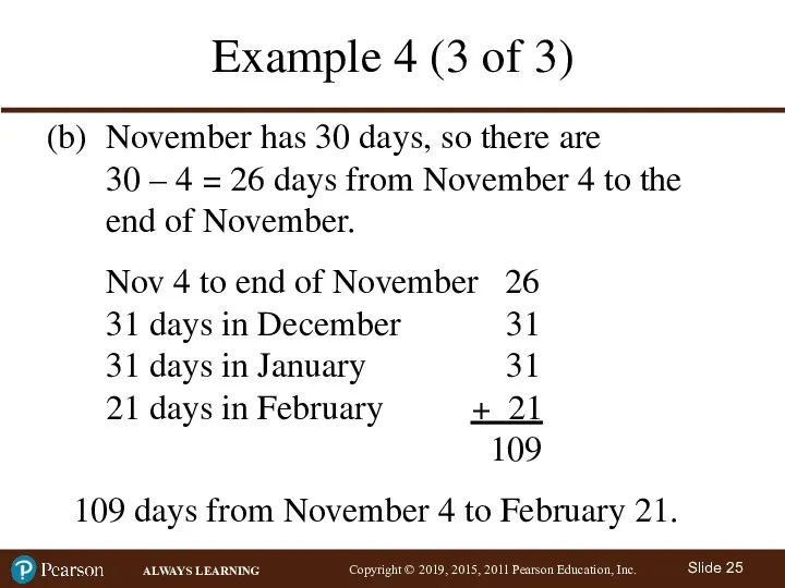 Example 4 (3 of 3) (b) November has 30 days,