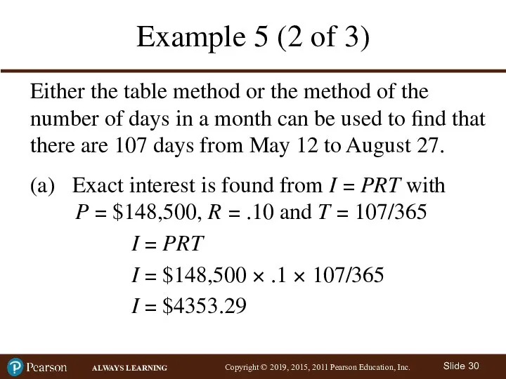 Example 5 (2 of 3) Either the table method or