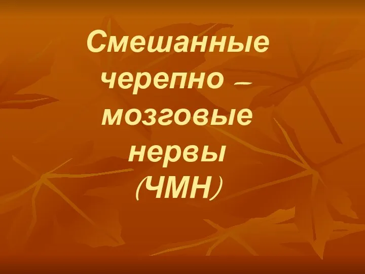 Смешанные черепно – мозговые нервы (ЧМН)