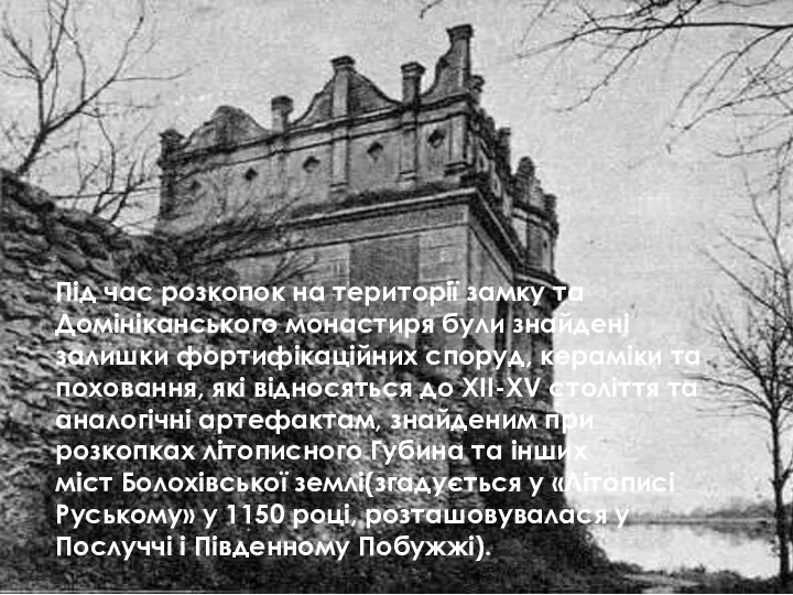 Під час розкопок на території замку та Домініканського монастиря були