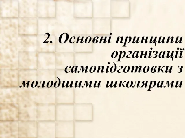 2. Основні принципи організації самопідготовки з молодшими школярами