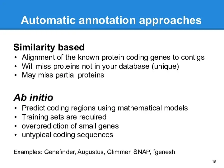 Similarity based Alignment of the known protein coding genes to