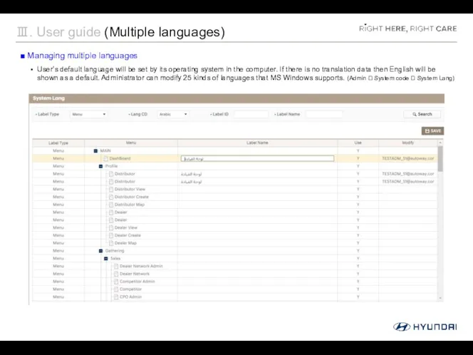 Ⅲ. User guide (Multiple languages) ■ Managing multiple languages User’s