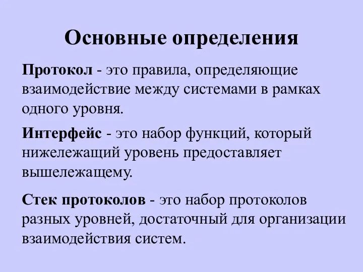 Протокол - это правила, определяющие взаимодействие между системами в рамках