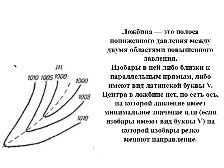 Ложбина — это полоса пониженного давления между двумя областями повышенного